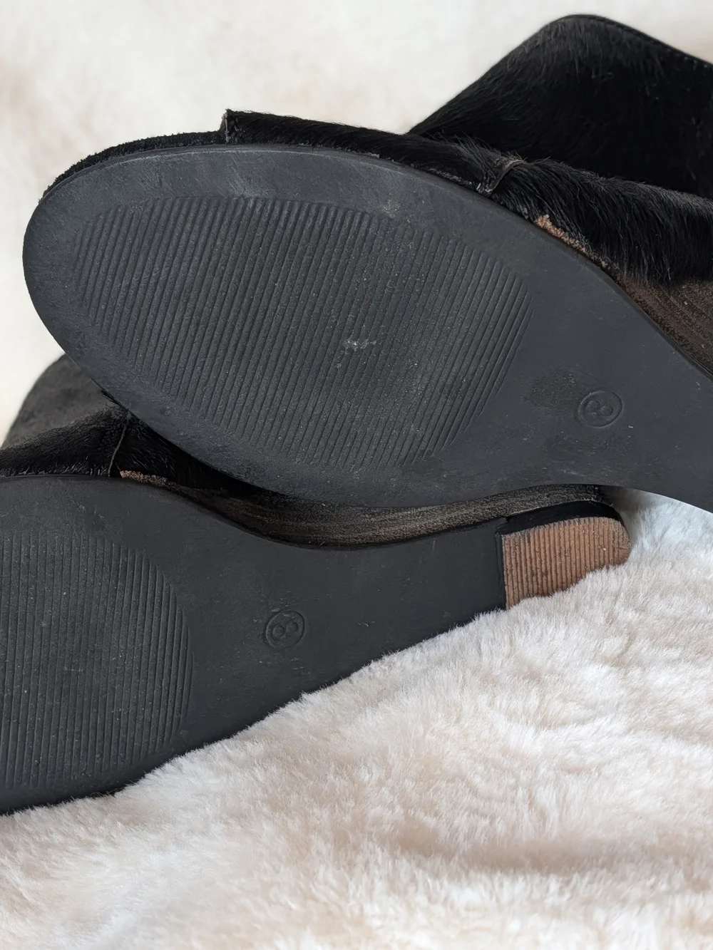 Black Peep-Toe Wedge Booties with Exposed Side Zip